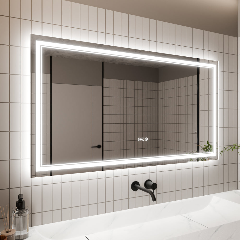 Illuminated Smart Bathroom Mirror - Touch Control & Anti-Fog