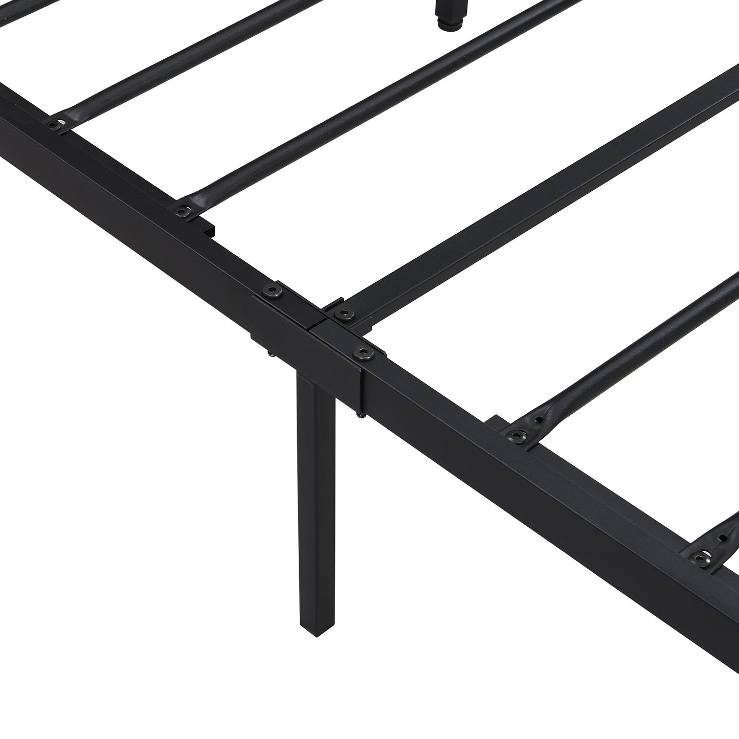 Stylish Queen Metal Bed Frame with Wooden Accents & USB Charging - No Box Spring Needed!