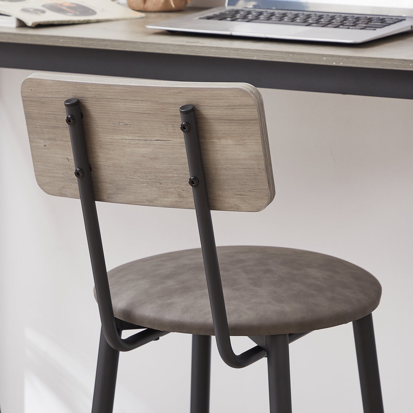 Chic Grey Bar Table Set with Cozy Stools