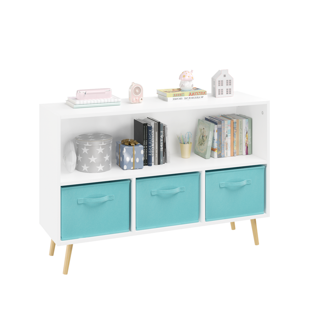 Cozy Cubby Kids Bookcase with Fun Fabric Drawers