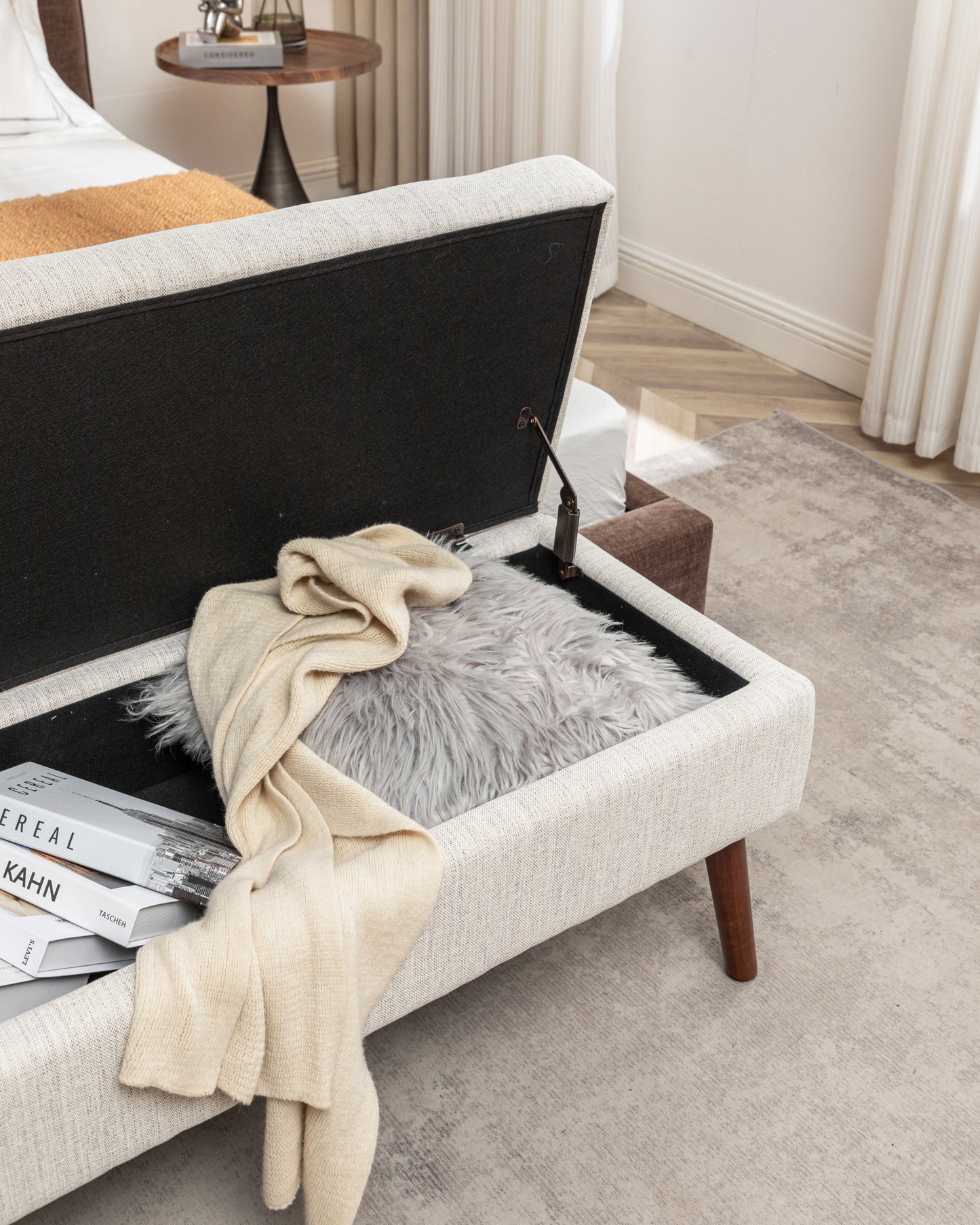 Cozy Off-White Storage Bench