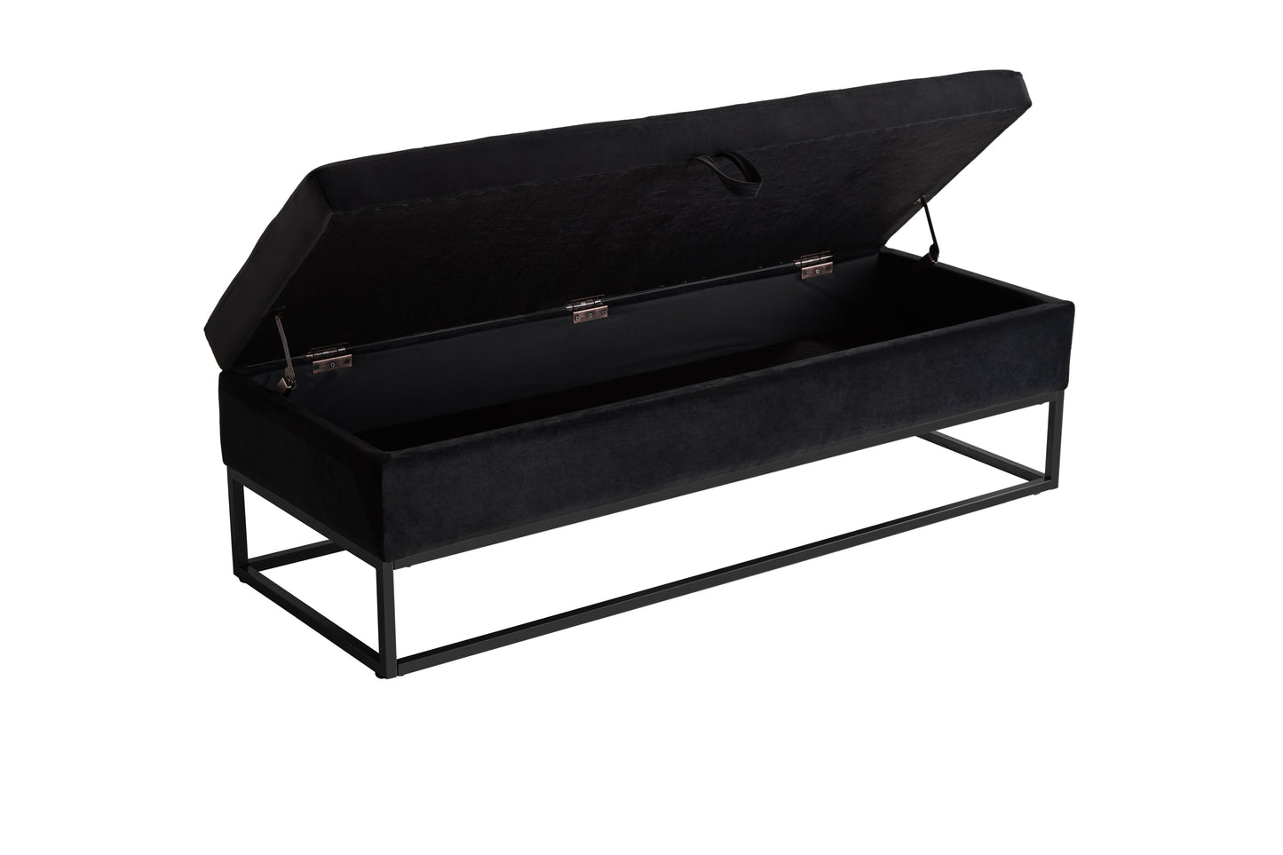 Velvet Storage Bench with Metal Base