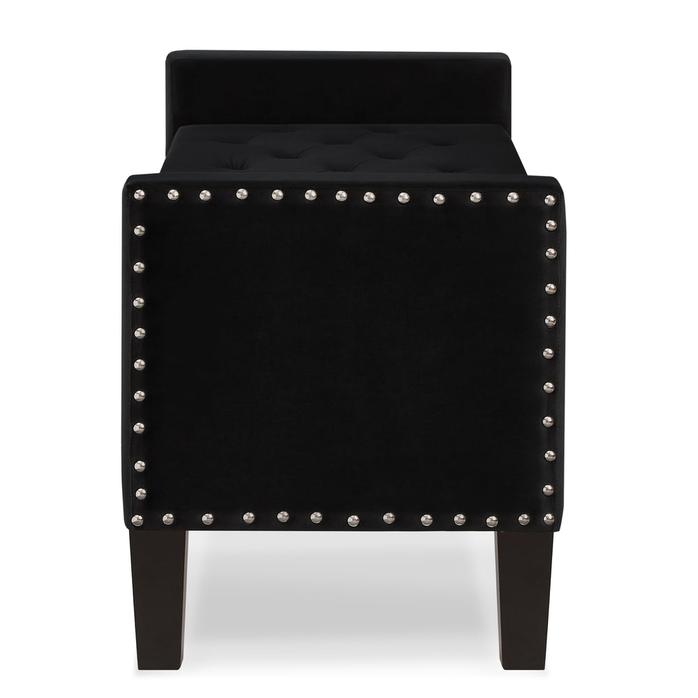 Chic Storage Bench with Armrests and Nailhead Trim