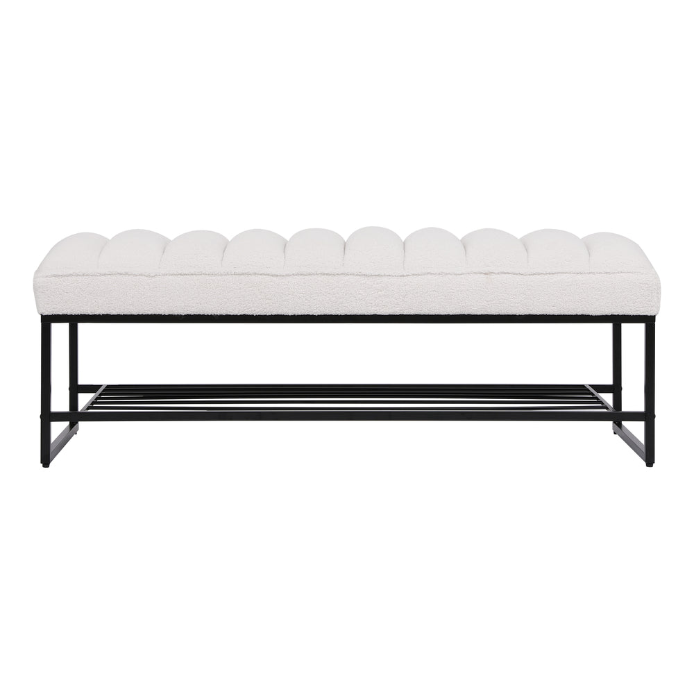 Cozy Channel-Tufted Bench with Chic Metal Shelf