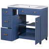 Navy Elegance Bathroom Vanity with Soft-Close Doors and Resin Sink