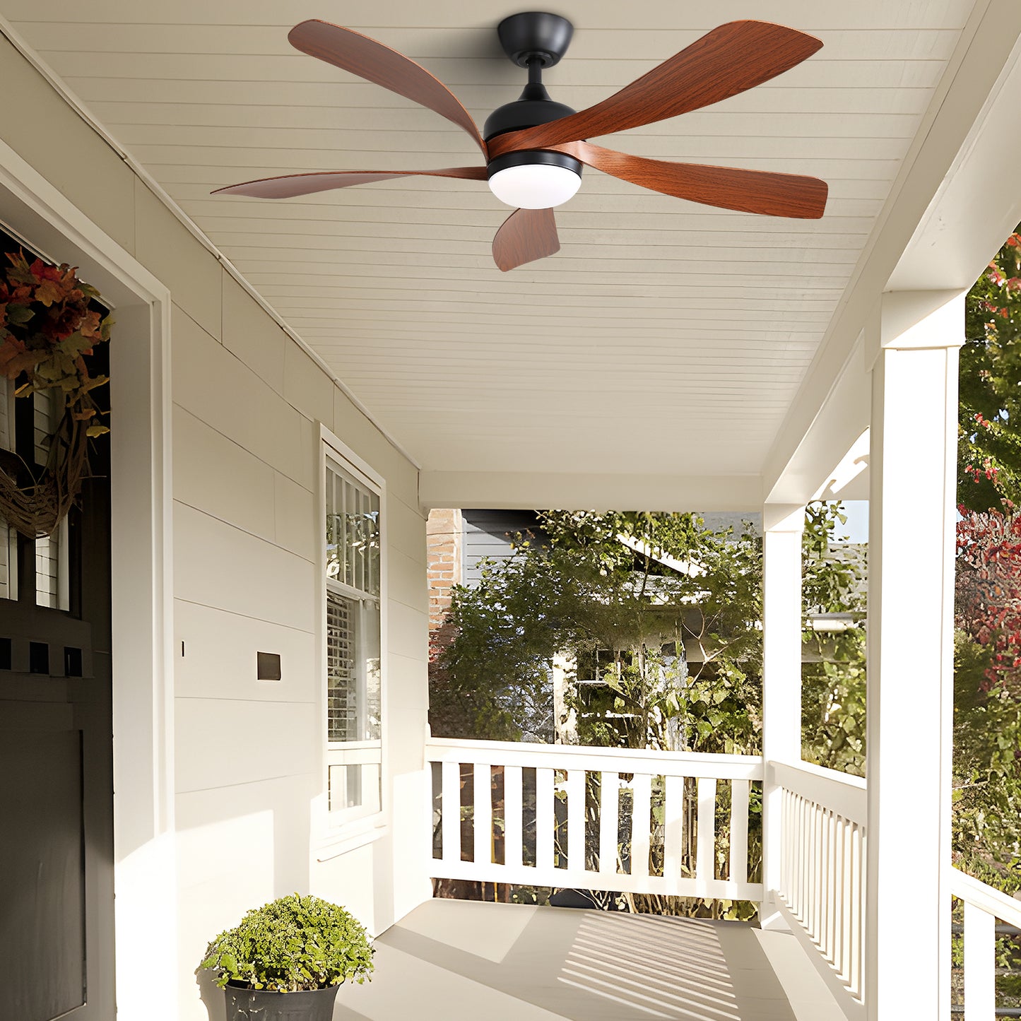 Sleek Black Ceiling Fan with Remote and Dimmable LED Light