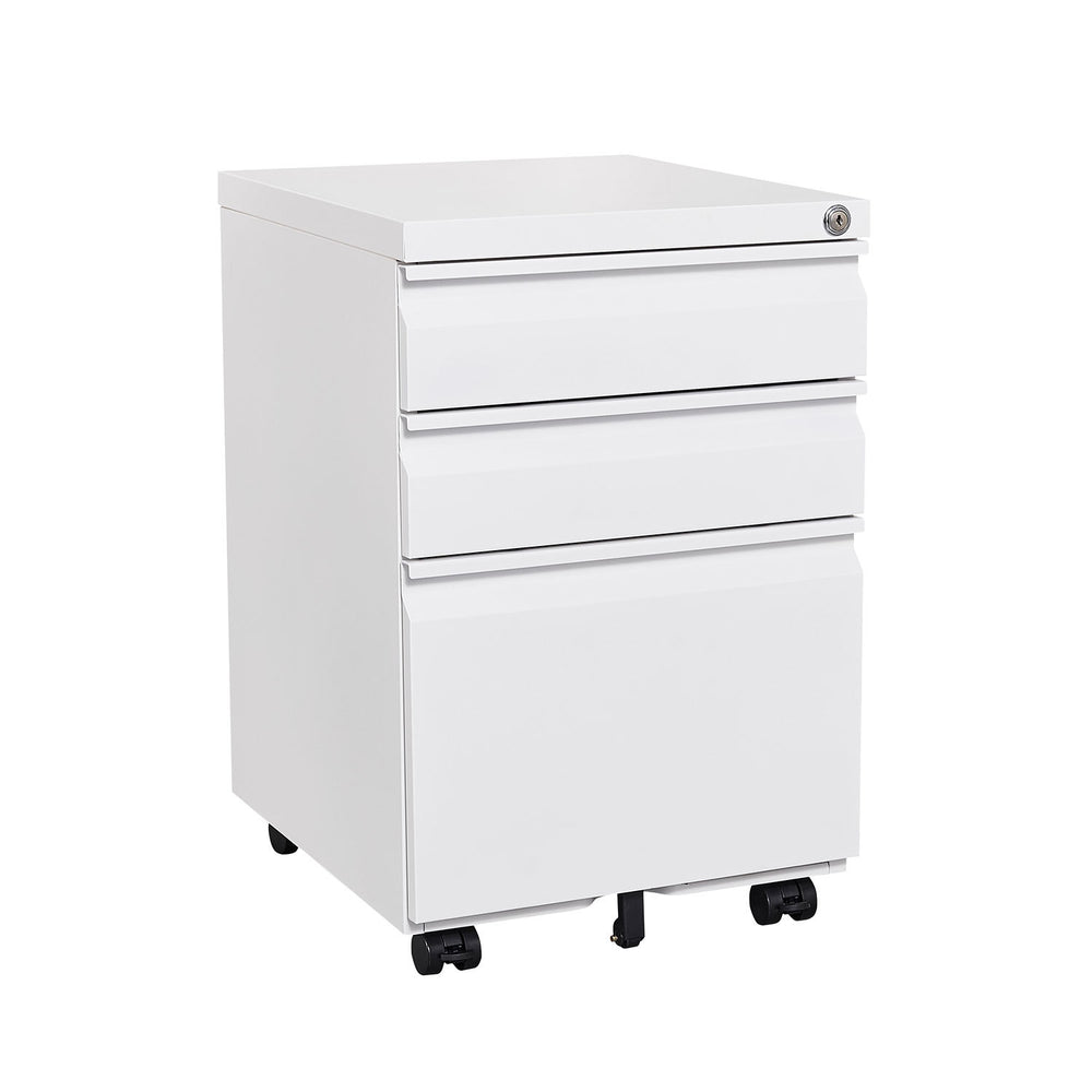 Lockable Mobile File Cabinet - Sleek Office Storage on Wheels