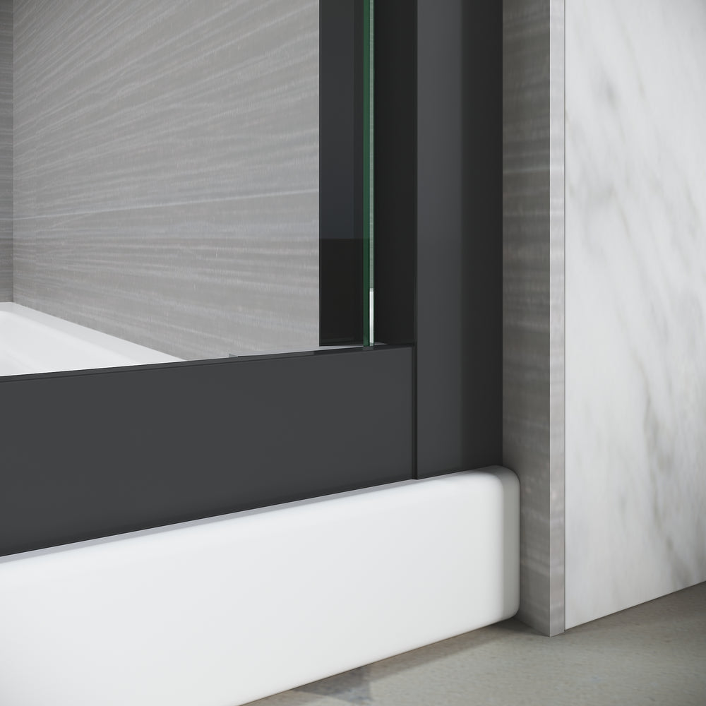 Sleek Matte Black Sliding Bathtub Door