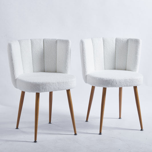 Chic White Dining Chairs with Cozy Cushions - Set of Two