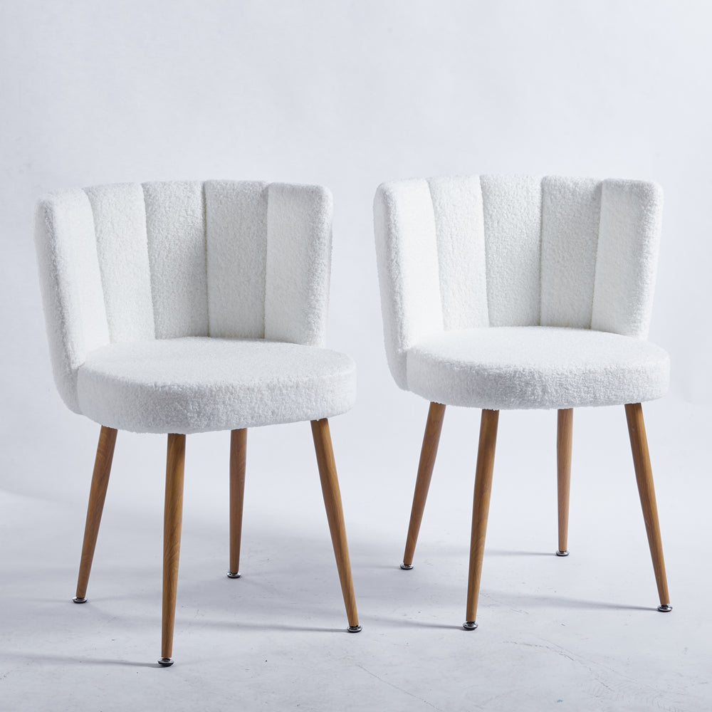 Chic White Dining Chairs - Set of Two with Cozy Cushions