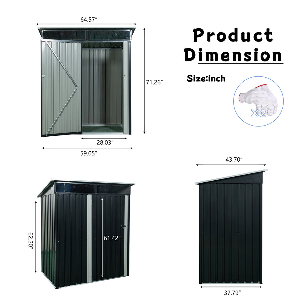 Chic Black Outdoor Storage Shed with Clear Panels