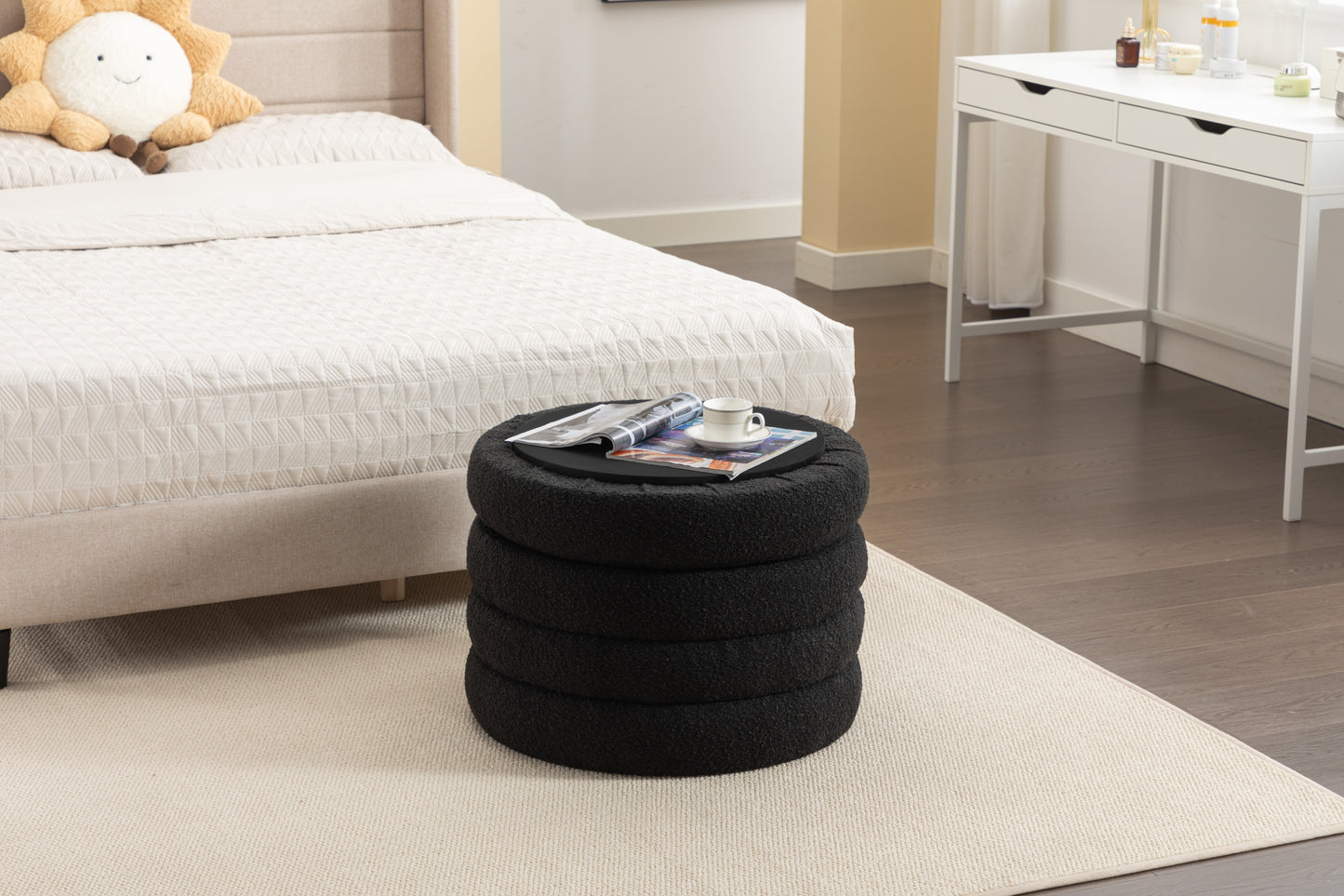 Stylish Black Storage Ottoman