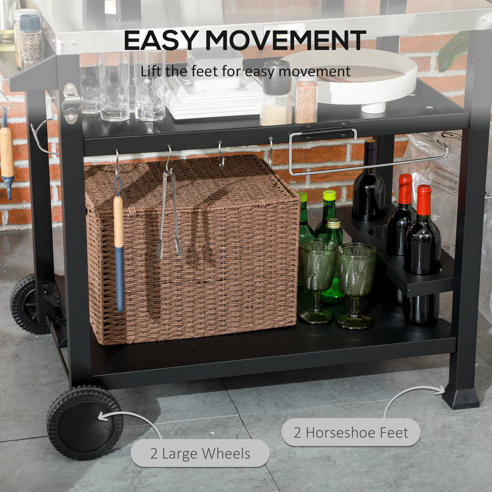 Outdoor Chef’s Cart with Foldable Table & Wheels