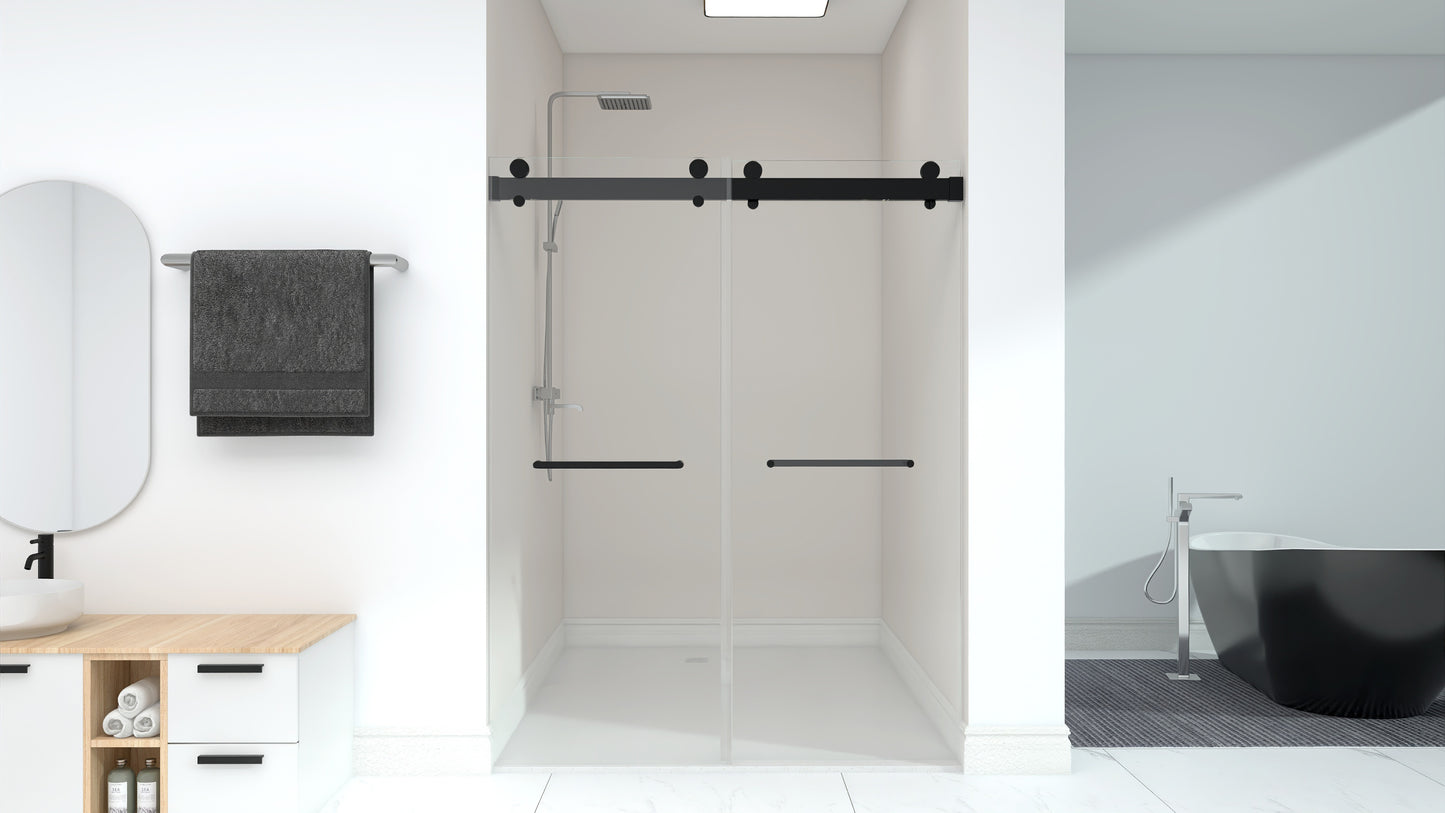 Sleek Black Frameless Sliding Shower Doors