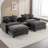 Cozy Black Chenille Sectional Sofa with Ottomans and USB Ports