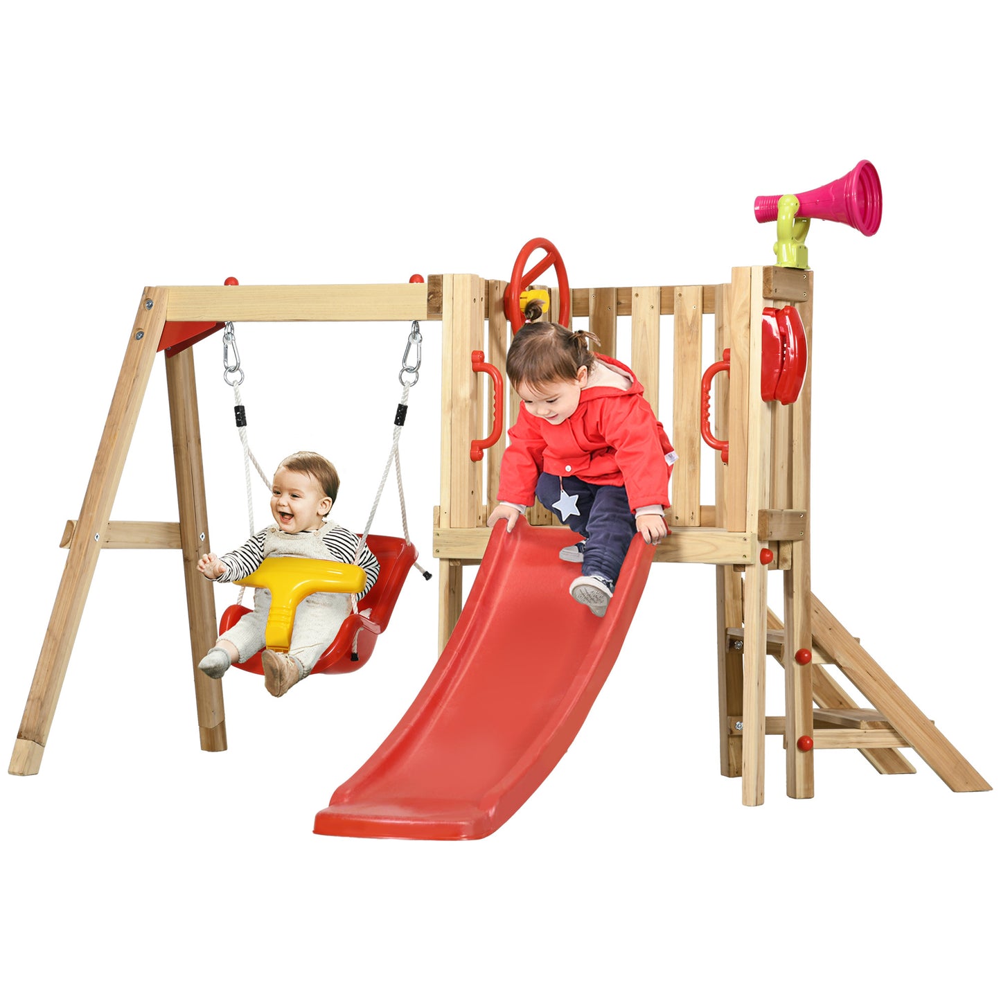 Adventure Zone: All-in-One Wooden Swing Set for Kids