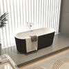 Sleek Pleated Black Freestanding Bathtub