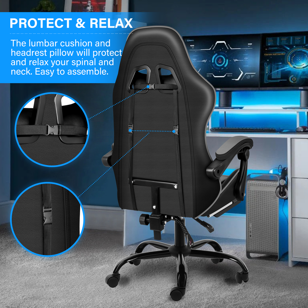 YSSOA Ergonomic Racing Gaming Chair with Footrest