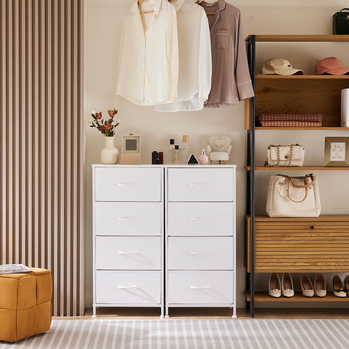 Chic Wood-Top Storage Dresser