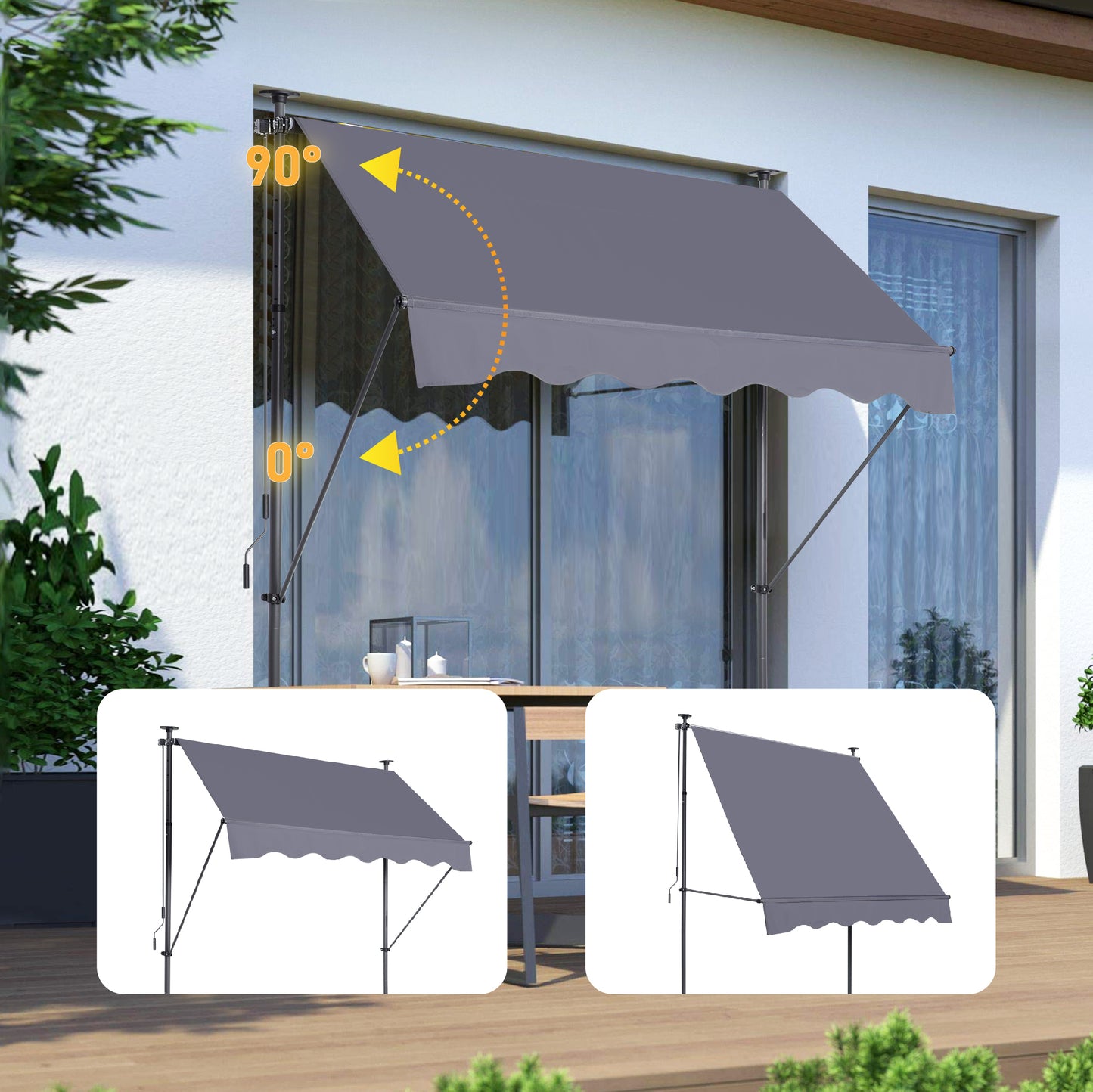 SunSmart Manual Awning - UV-Resistant Patio Shade Cover