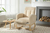 Cozy Rocking Chair with Wood Legs & Adjustable Footrest