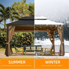Charming Outdoor Hardtop Gazebo with Double Canopy and Curtains