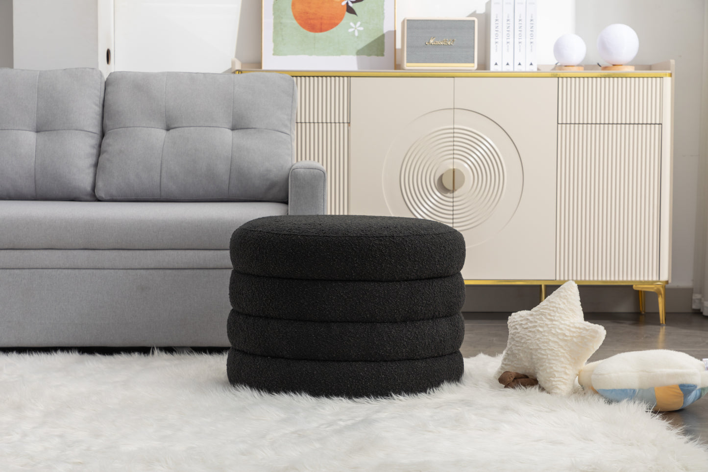 Stylish Black Storage Ottoman