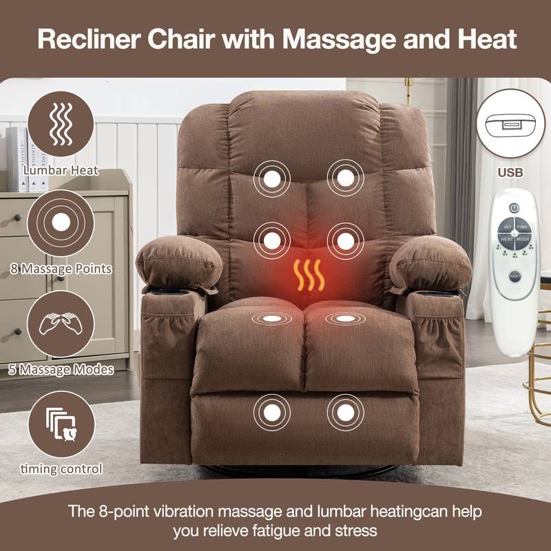 Cozy Heat & Massage Rocker Recliner