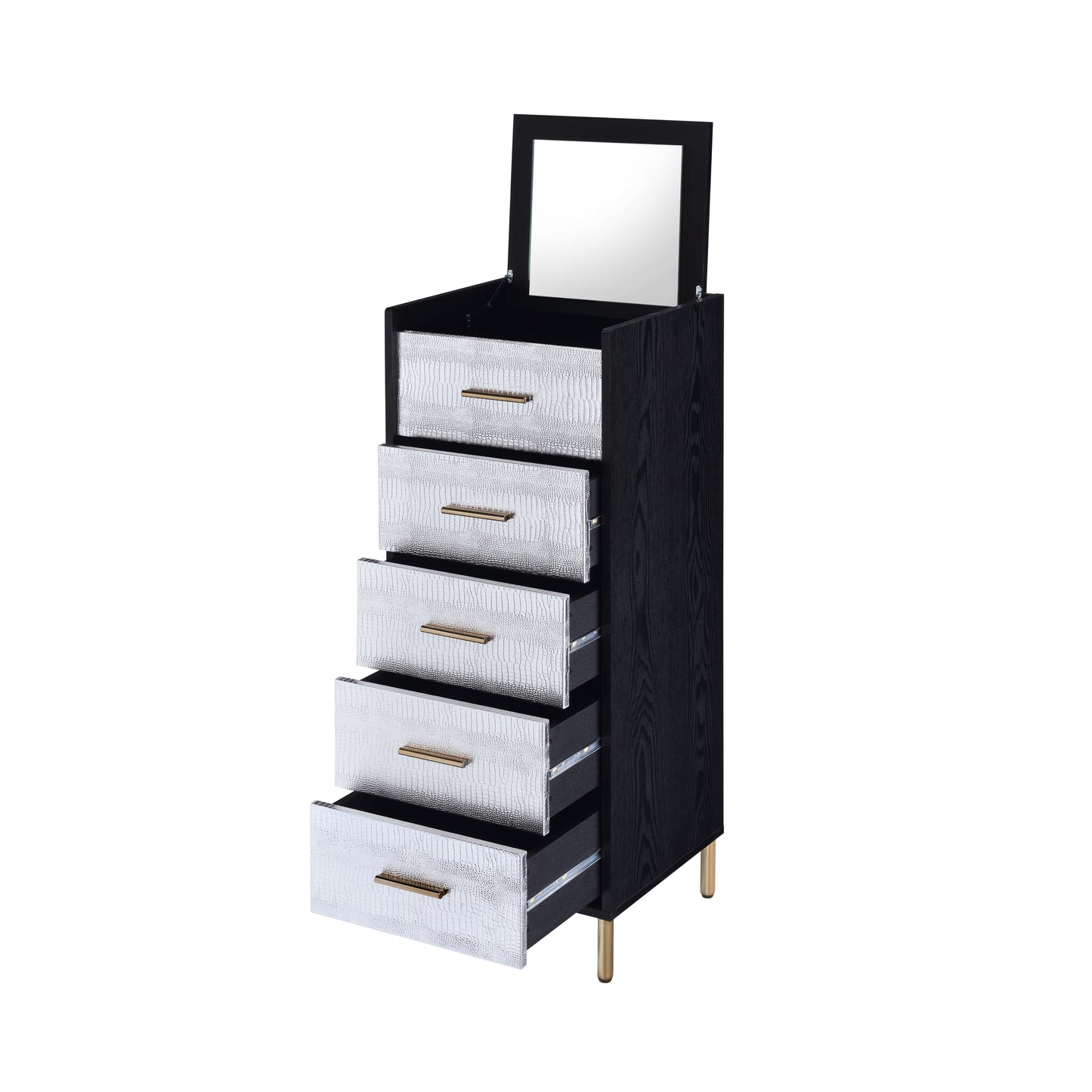 Chic Myles Jewelry Armoire in Black and Gold