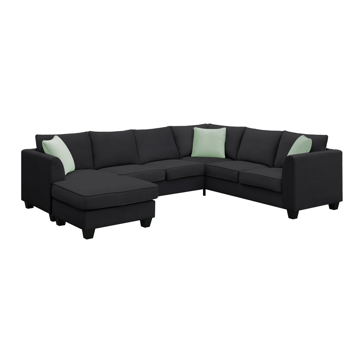 Cozy L-Shaped Modular Sofa Set with Ottoman and Pillows