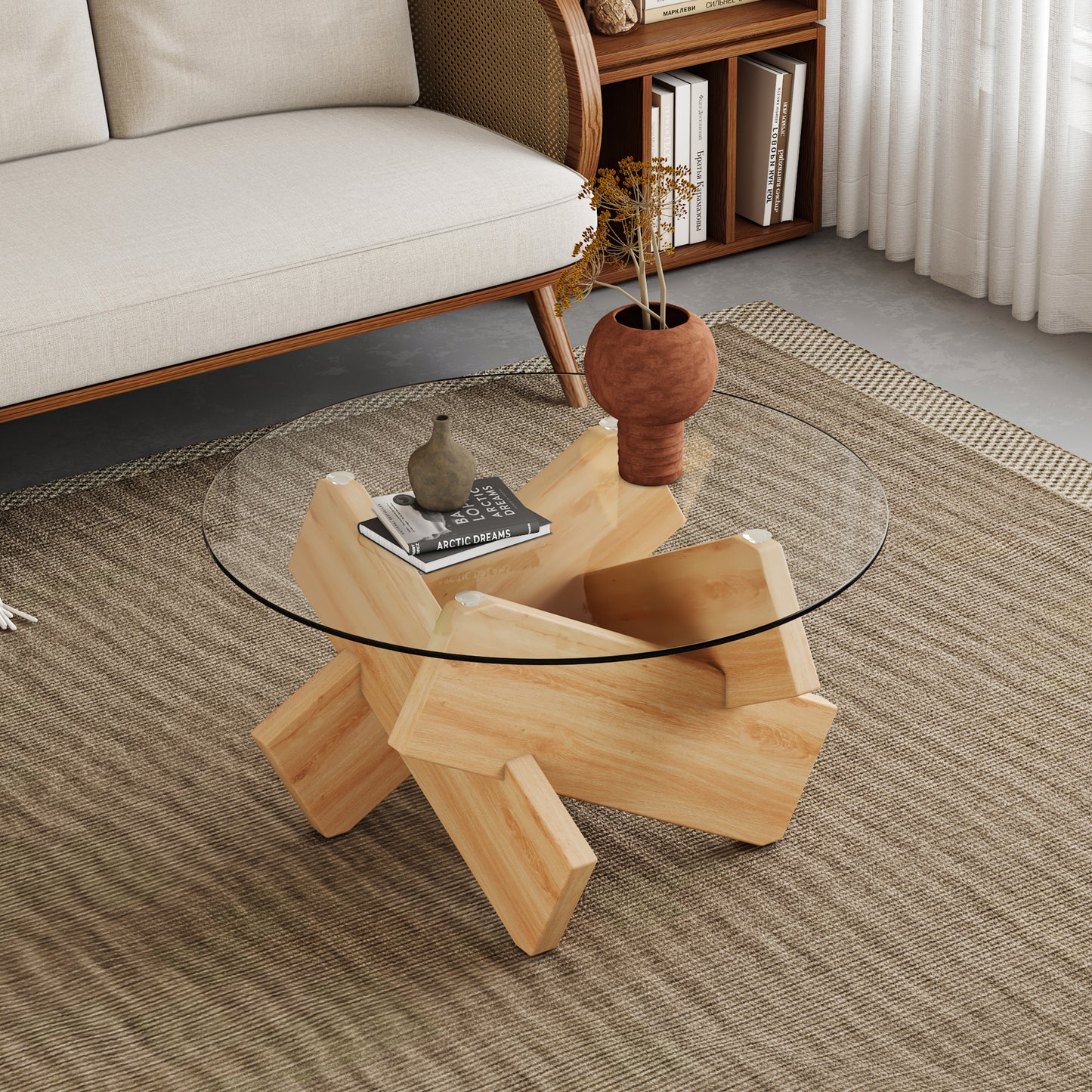 Chic Round Glass Coffee Table