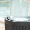 Ribbed Black Cement Outdoor Fountain with Color-Changing Light