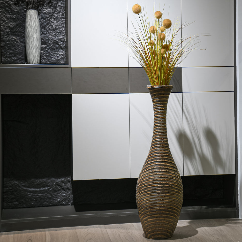 Elegant Beige Rattan Floor Vase - Perfect for any Space