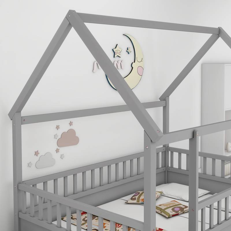 Playful Wooden House Bed for Kids
