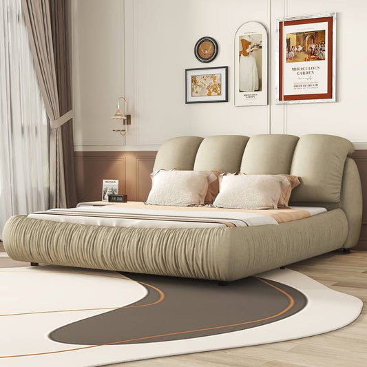 Plush Velvet King Bed with Oversized Headboard