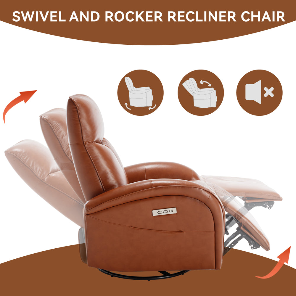 Cozy Swivel Recliner with USB Charging