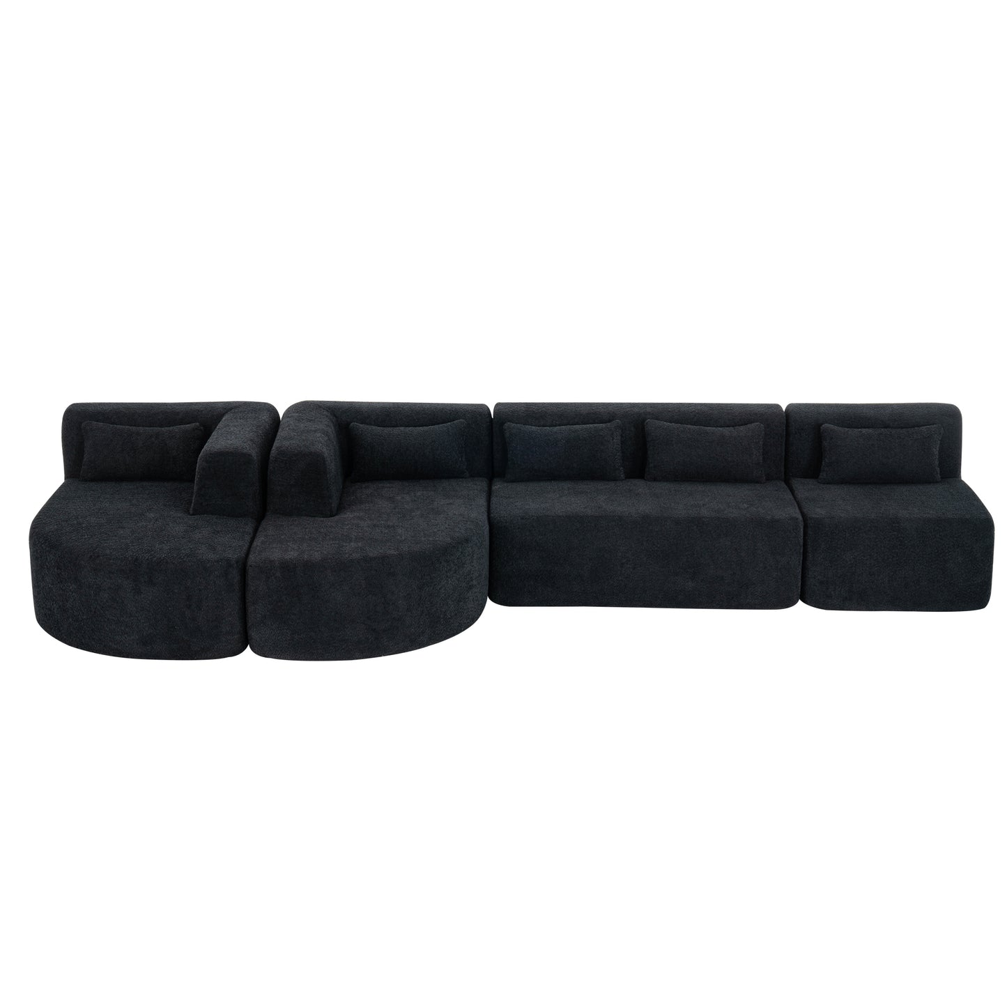 Chic Black Modular Sofa with Loungers and Plush Pillows