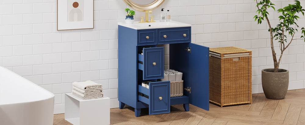 Chic Compact Bathroom Vanity with Sink and Storage