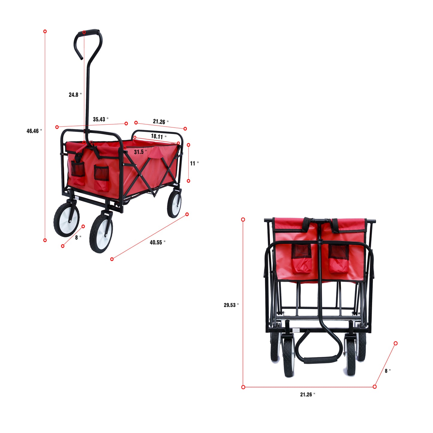 Bright Red Folding Wagon for Gardens & Beaches