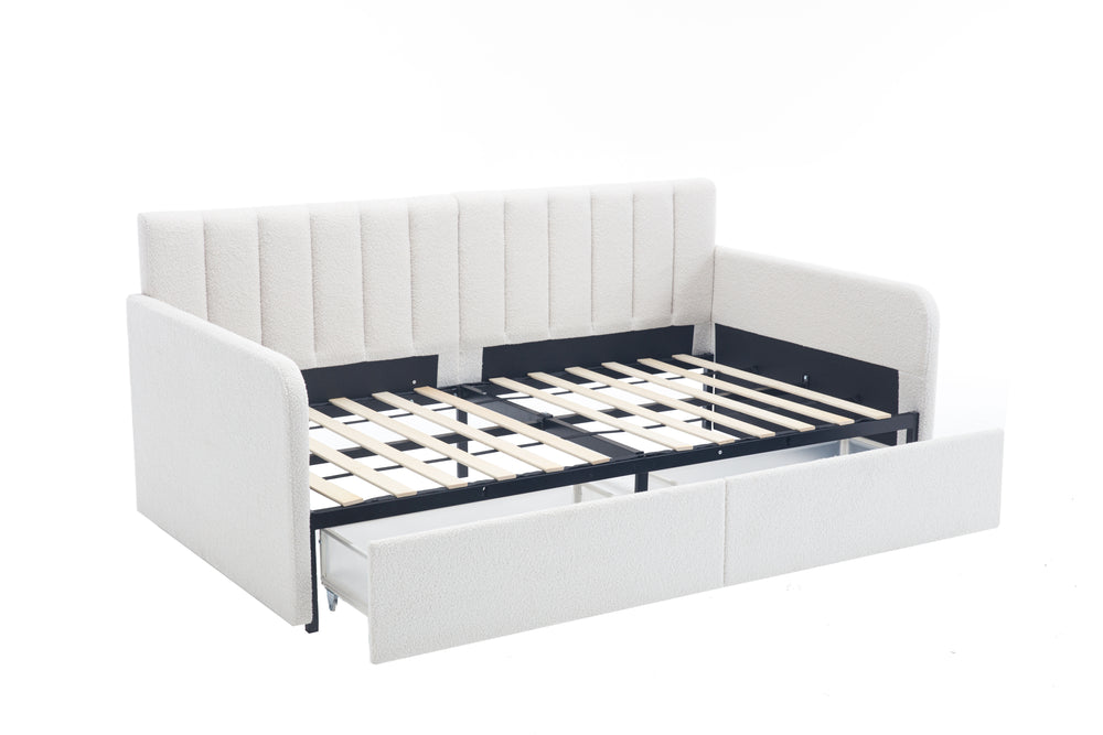 Ivory Boucle Flora Daybed with Storage