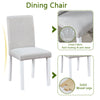 Chic White Wooden Dining Set with Plush Chairs