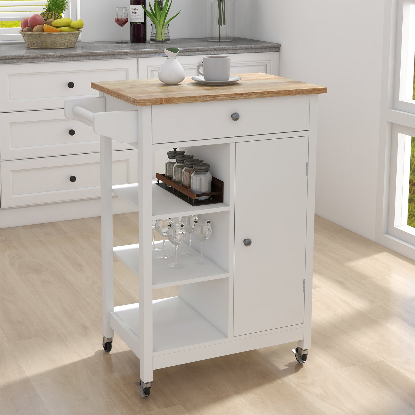 Versatile Rolling Kitchen Cart with Adjustable Shelves