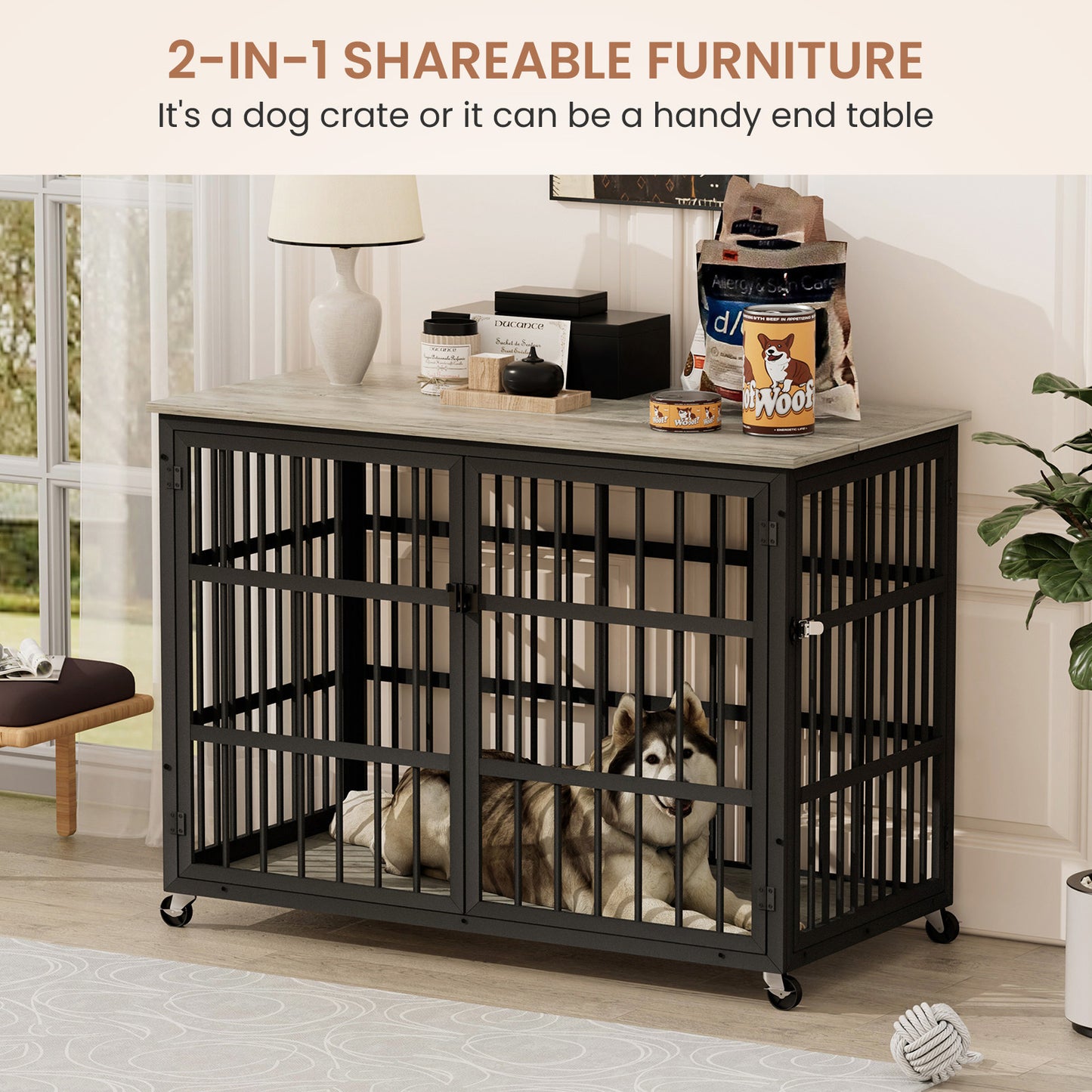 Chic Canine Crate with Side Access - Grey