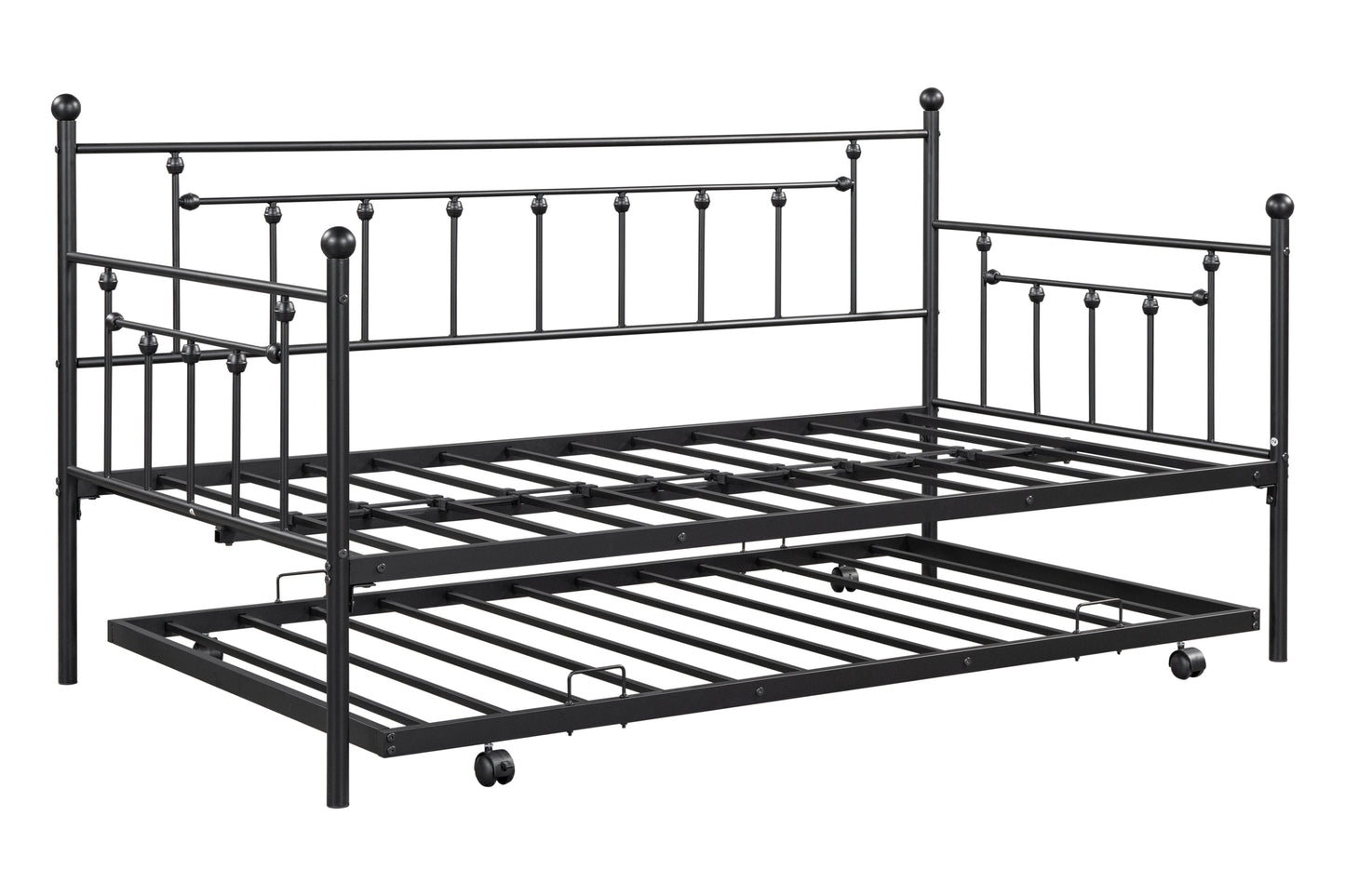 Vintage Metal Twin Daybed with Trundle - Stylish & Space-Saving Comfort