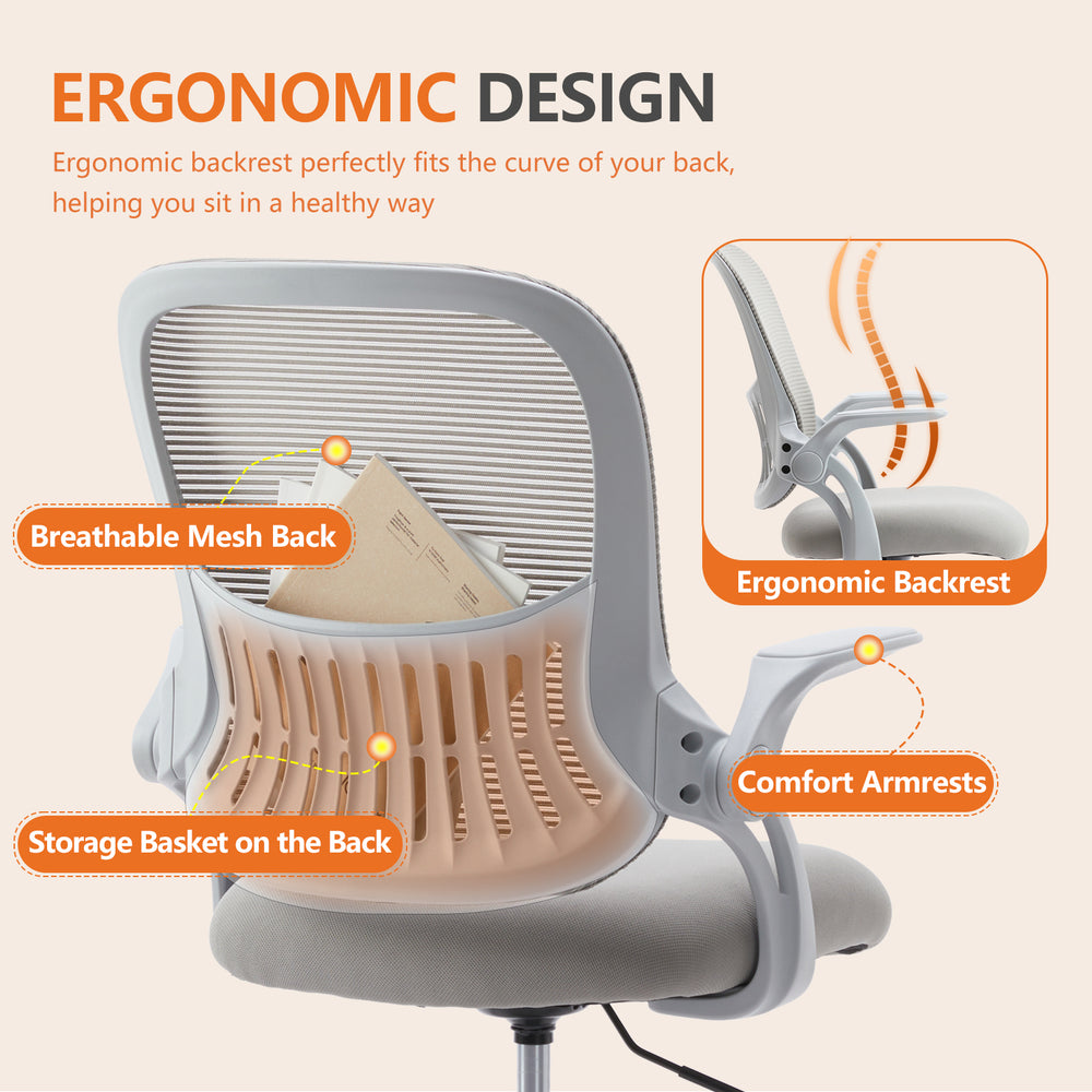 CozyLift Tall Ergonomic Office Chair with Flip-Up Armrests