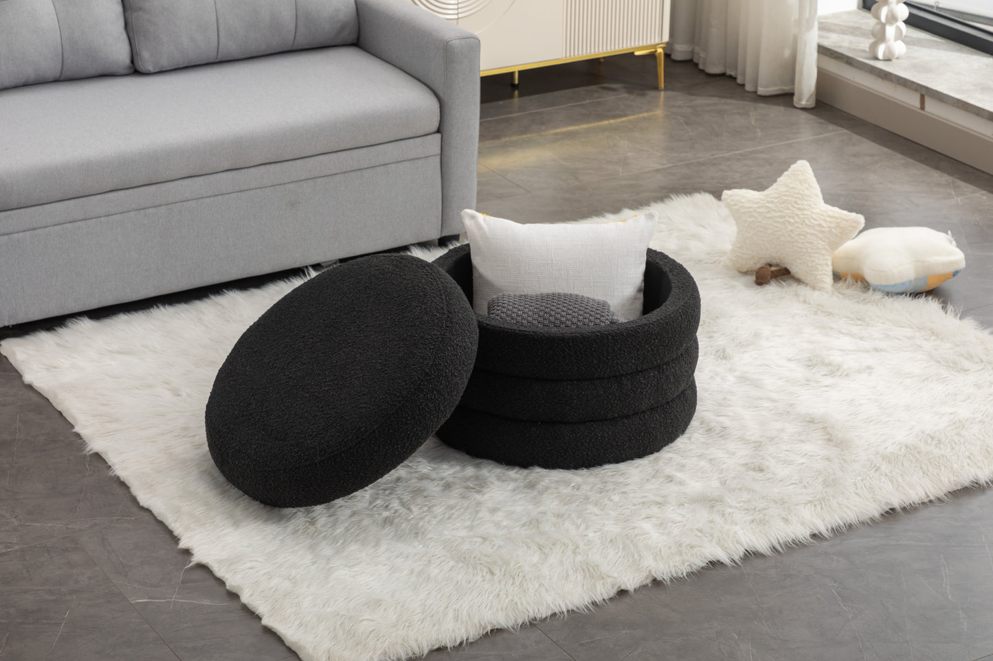 Stylish Black Storage Ottoman