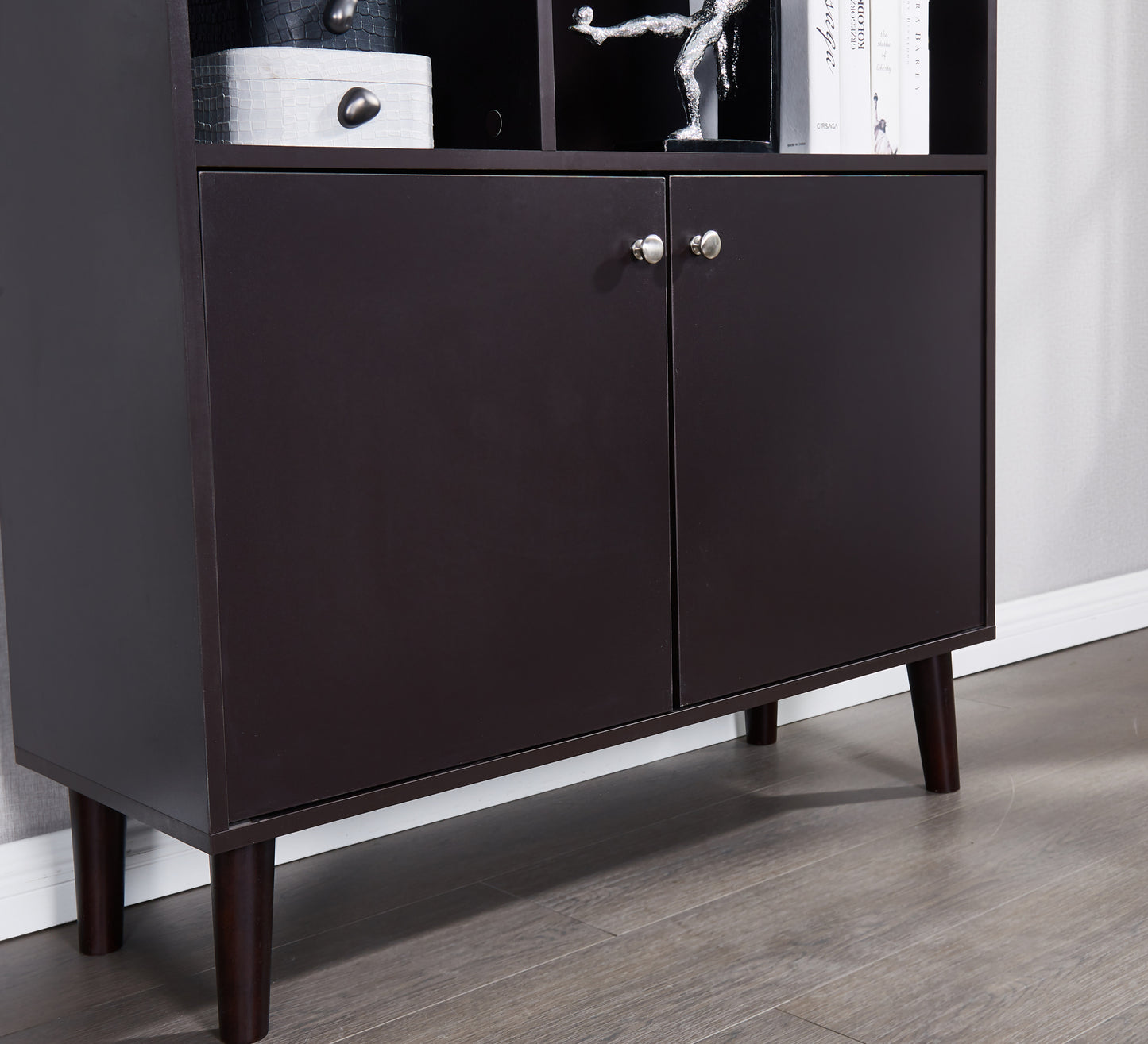 Chic Coffee Bookcase with Doors