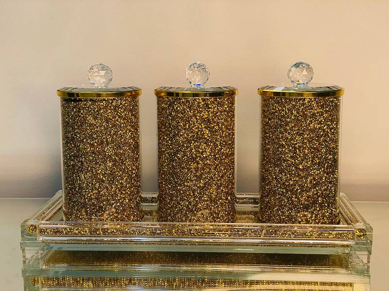 Chic Glass Canister Set with Tray - Perfect Gift!