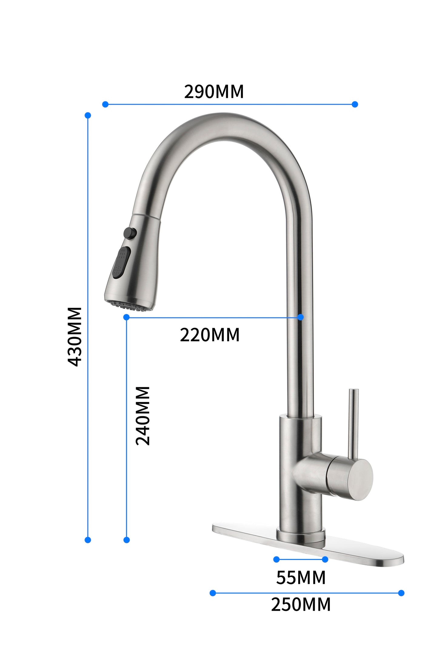 Sleek Pull-Down Kitchen Faucet with Brushed Nickel Finish