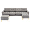 Cozy L-Shaped Sectional Sofa with Movable Ottoman - Light Grey